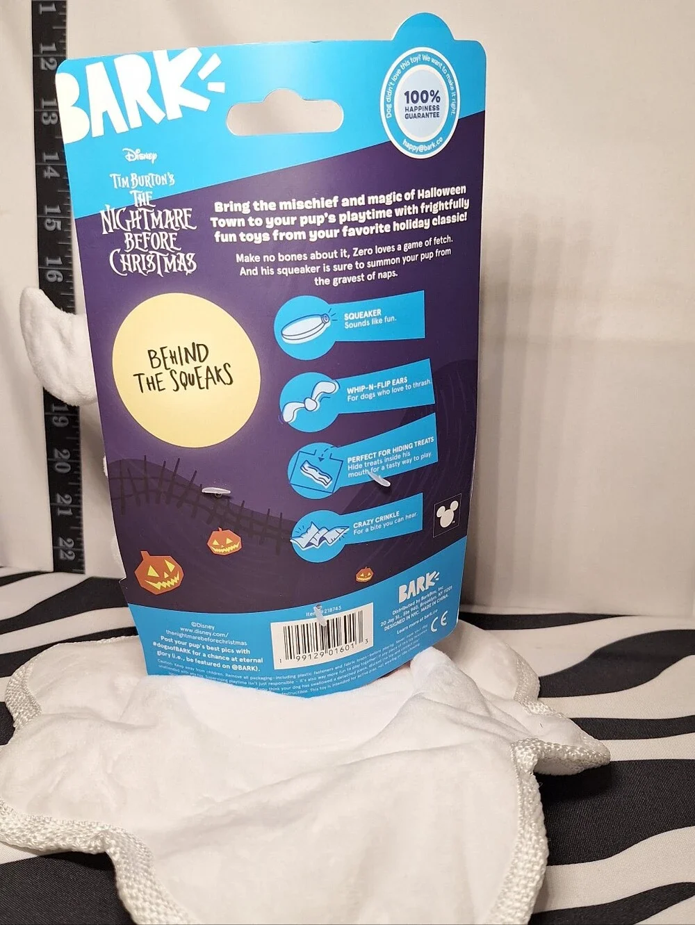 NWT Bark Nightmare Before Christmas Best Furend Zero Dog Toy All Dog Sizes